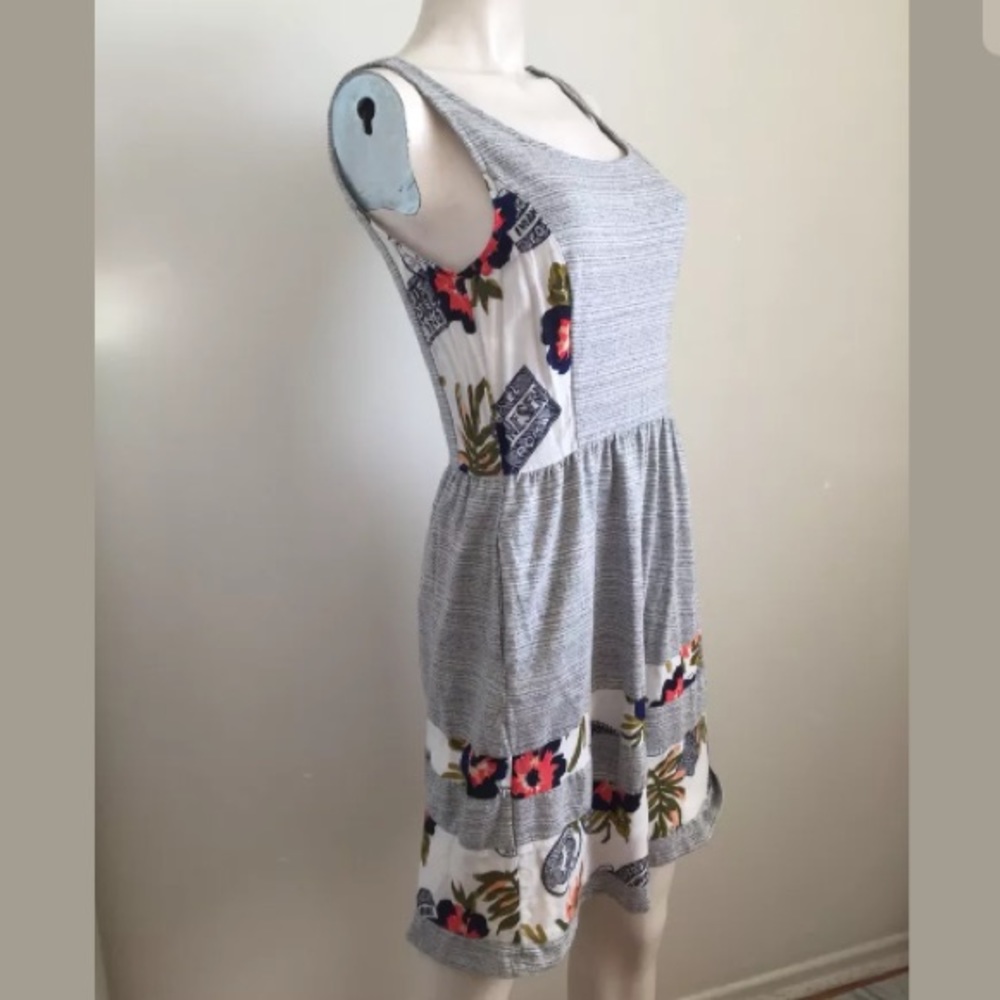 Maison Jules Gray Dress With Patterned Panels